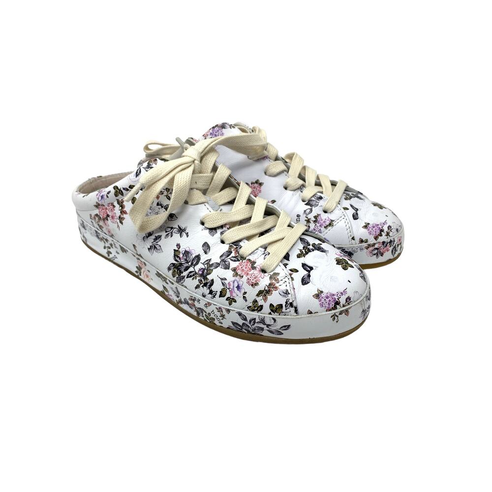 Rag & Bone Sneakers Women's Size 7.5 RB1 Mule Garden Floral Lace Up Shoes White
